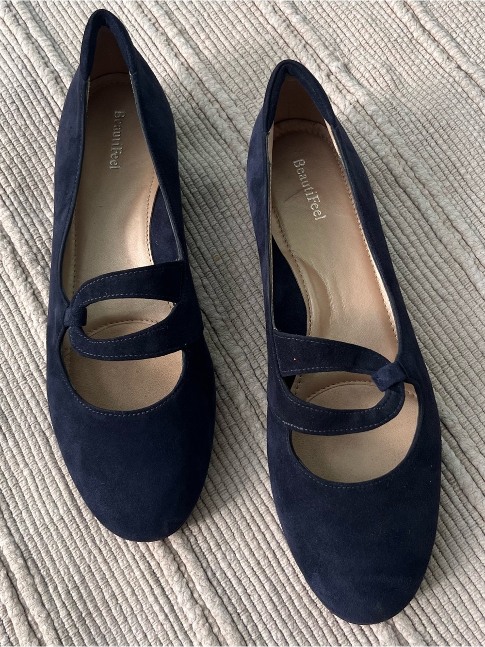 Beautifeel Aline Blue Suede Mary Jane Flats
